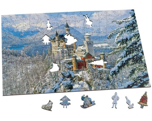 Winter Scene With Neuschwanstein Castle - Wentworth Wooden Puzzles 🇬🇧 puzzle collectible [Barcode 6050265364885] - Main Image 2