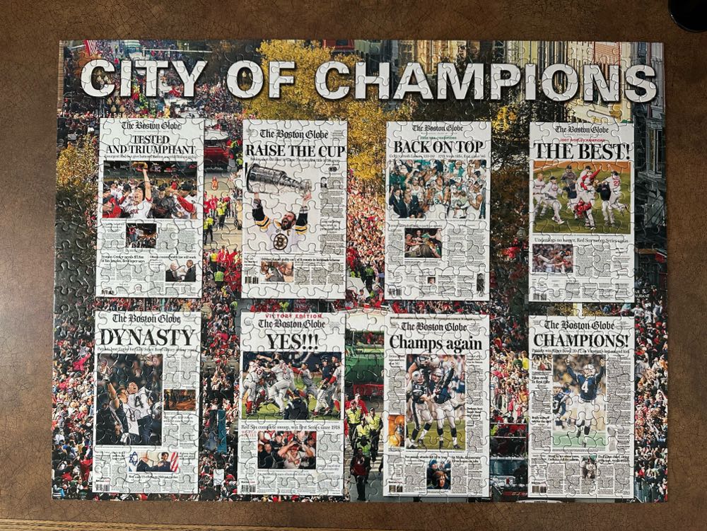 The Boston Globe - City Of Champions - White Mountain Puzzles puzzle collectible [Barcode 724819256501] - Main Image 2