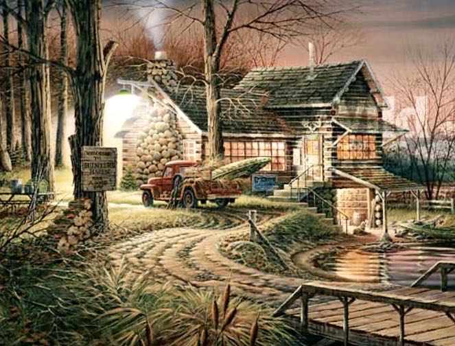 Terry Redlin : Hunter’s Haven - White Mountain puzzle collectible [Barcode 724819256730] - Main Image 2