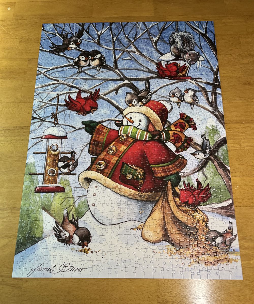 Frosty Feeds His Friends - Cobble Hill puzzle collectible [Barcode 625012802963] - Main Image 2
