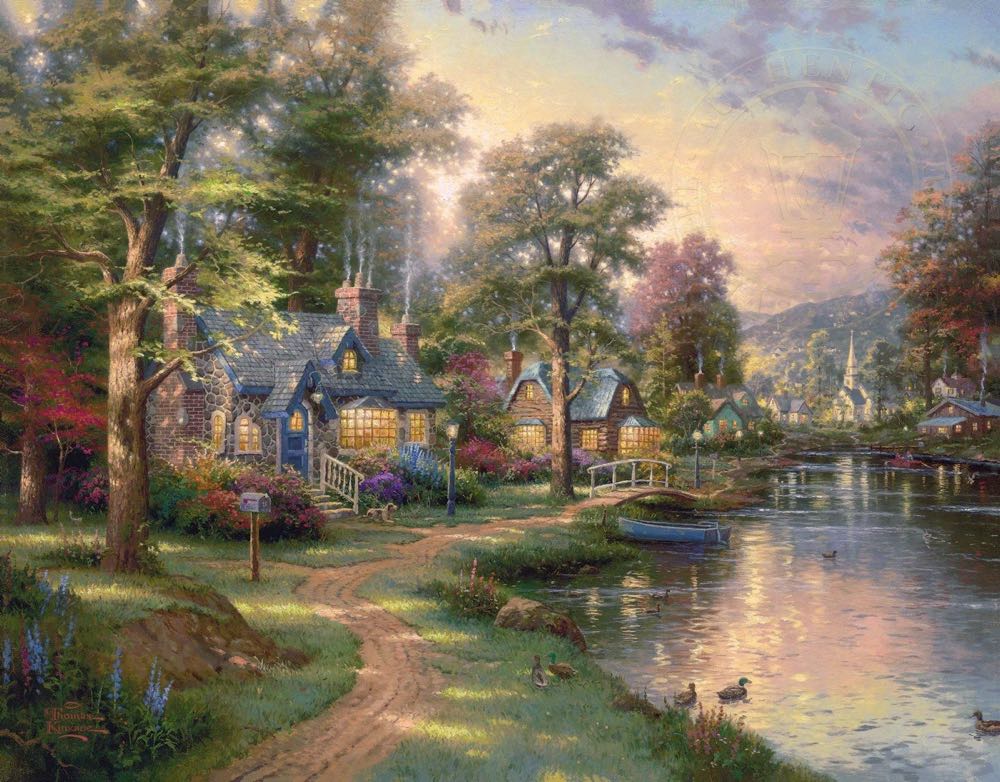 Hometown Lake Thomas Kinkade Am See  - Schmidt puzzle collectible [Barcode 4001504574529] - Main Image 2