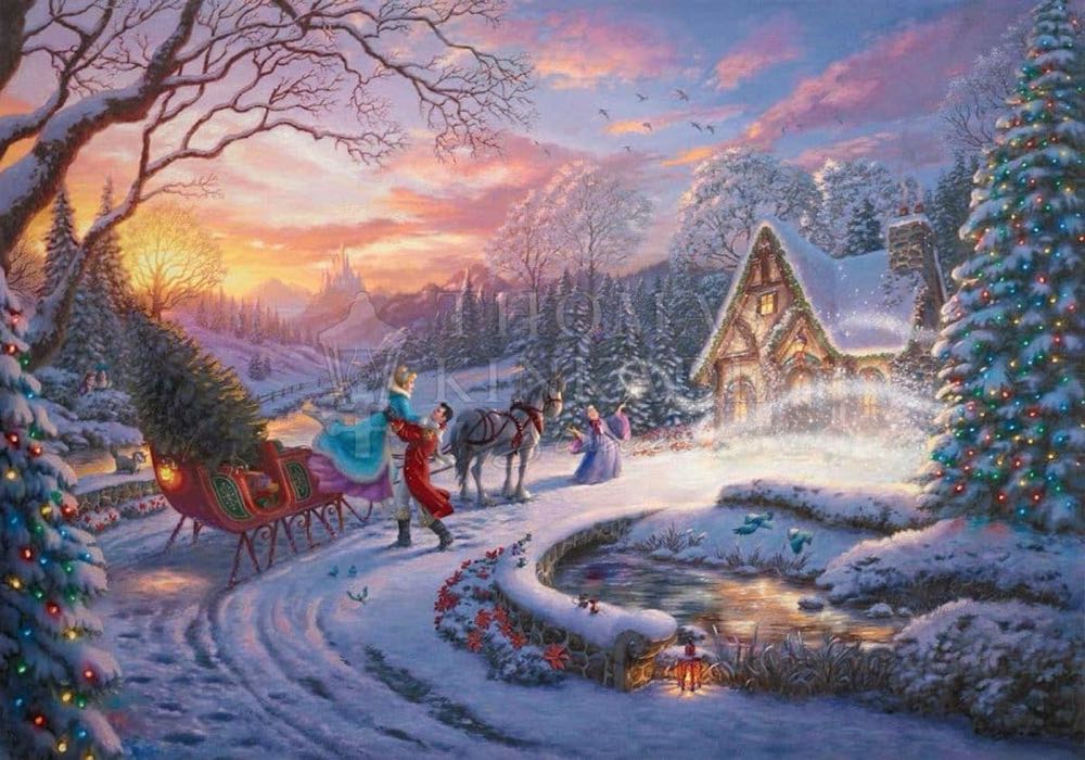 Thomas Kinkade: Cinderella Bringing Home The Tree - Ceaco / Thomas Kinkade puzzle collectible [Barcode 021081333153] - Main Image 2