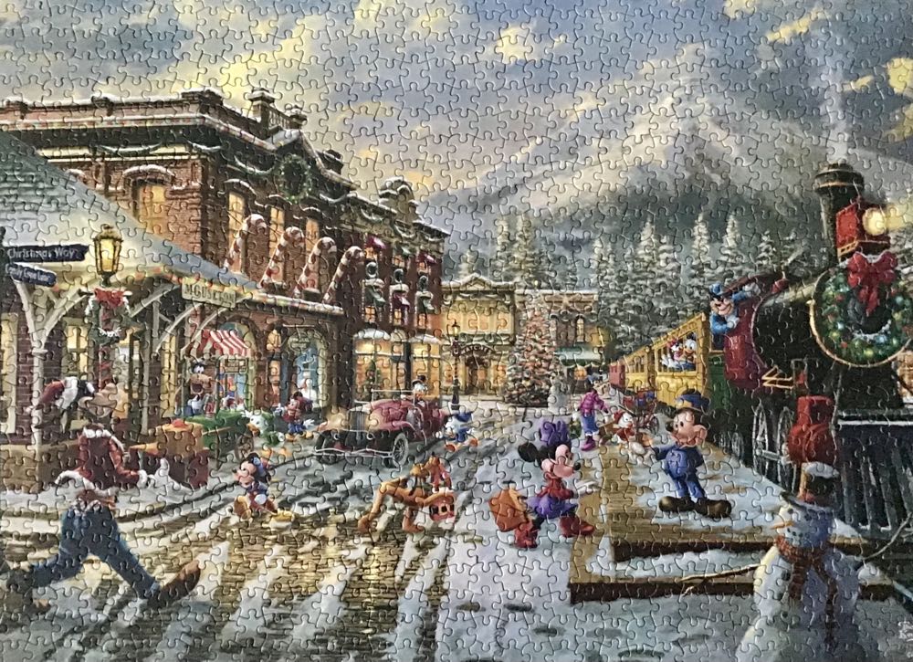 Thomas Kinkade- Mickey & Minnie Candy Cane Express - Ceaco 🇺🇸 puzzle collectible [Barcode 021081333139] - Main Image 2