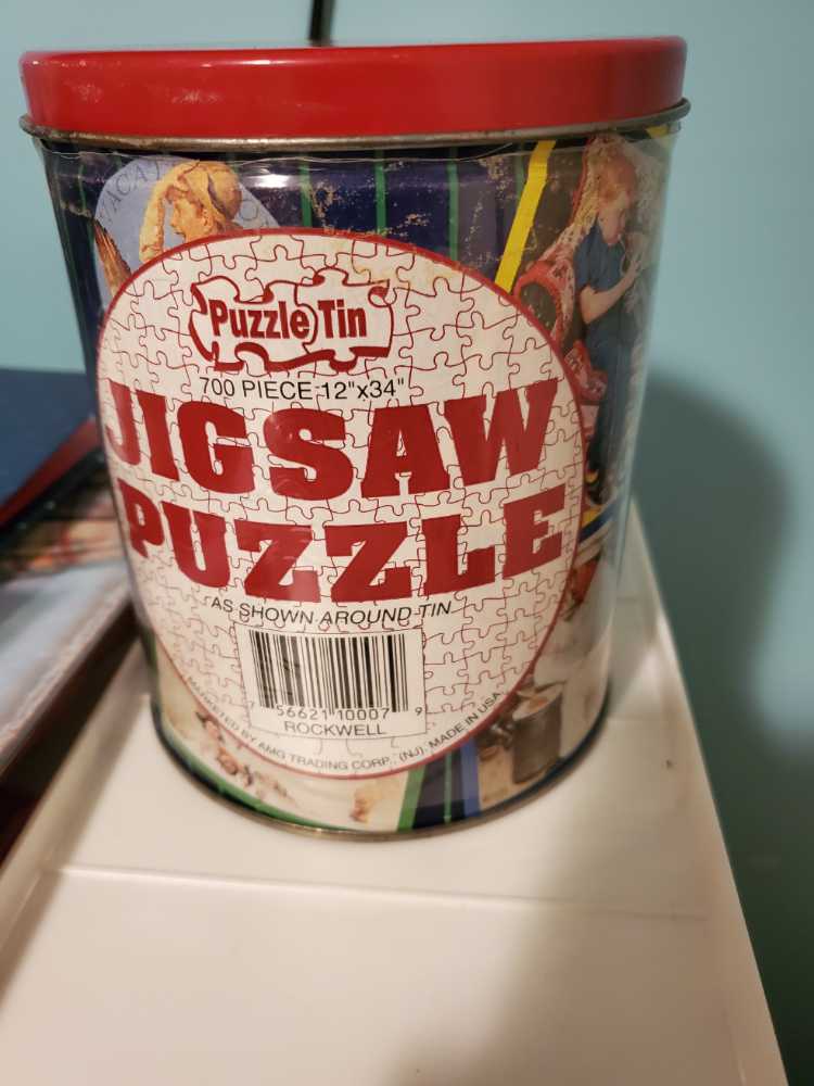 Vintage Rockwell Montage Sealed 700 Piece In Tin  puzzle collectible [Barcode 756621100079] - Main Image 2