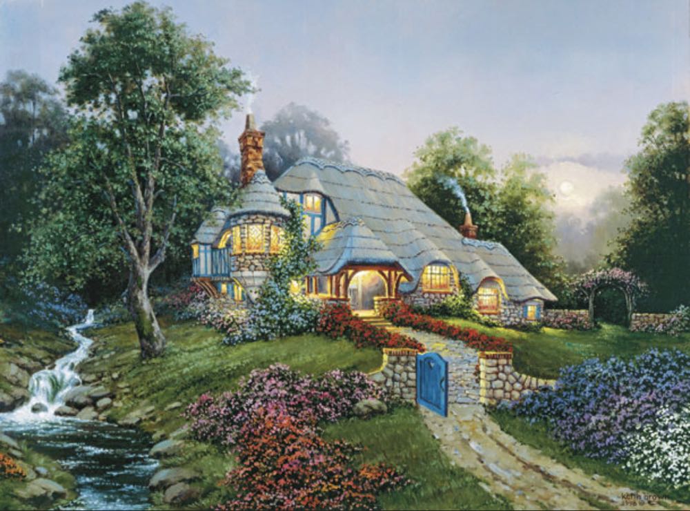 Moonrise Over Stone Cottage - Mega Brands puzzle collectible [Barcode 072348505790] - Main Image 2