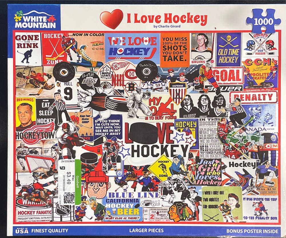 I Love Hockey - White Mountain puzzle collectible [Barcode 724819266036] - Main Image 3