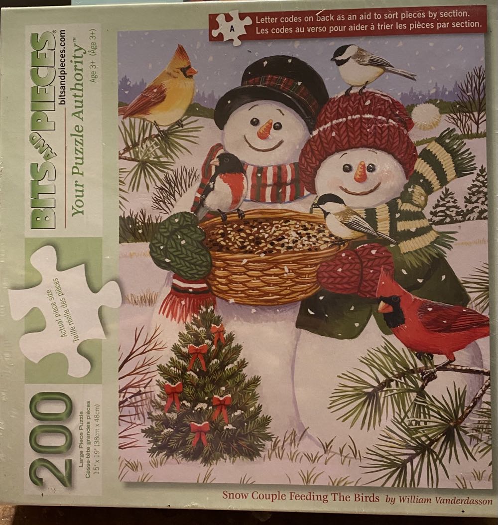 Snow Couple Feeding The Birds - Bits & Pieces puzzle collectible [Barcode 192949008831] - Main Image 2