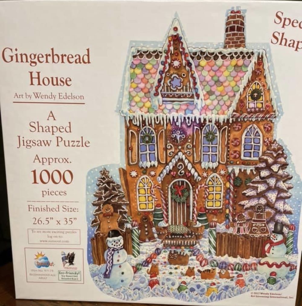Gingerbread House Shaped Puzzle - SunsOut puzzle collectible [Barcode 796780971790] - Main Image 2