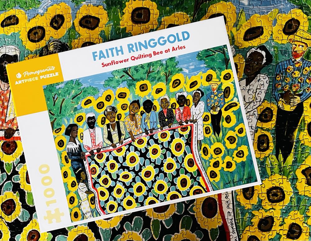 Sunflower Quilting Bee at Arles - Pomegranate puzzle collectible [Barcode 9781087503264] - Main Image 2