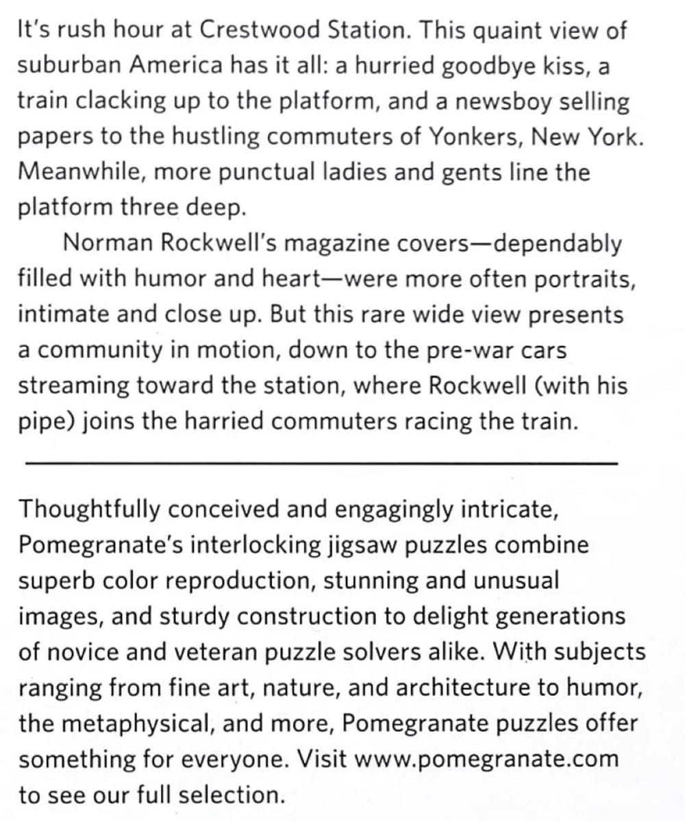 Crestwood Commuter Station-SOLD - Pomegranate puzzle collectible [Barcode 9780764972164] - Main Image 4