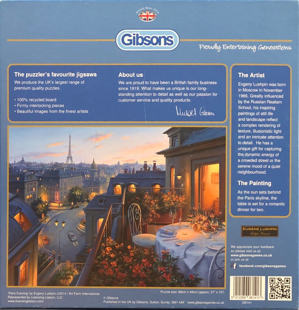 An Evening In Paris - Gibsons puzzle collectible [Barcode 5012269061413] - Main Image 3