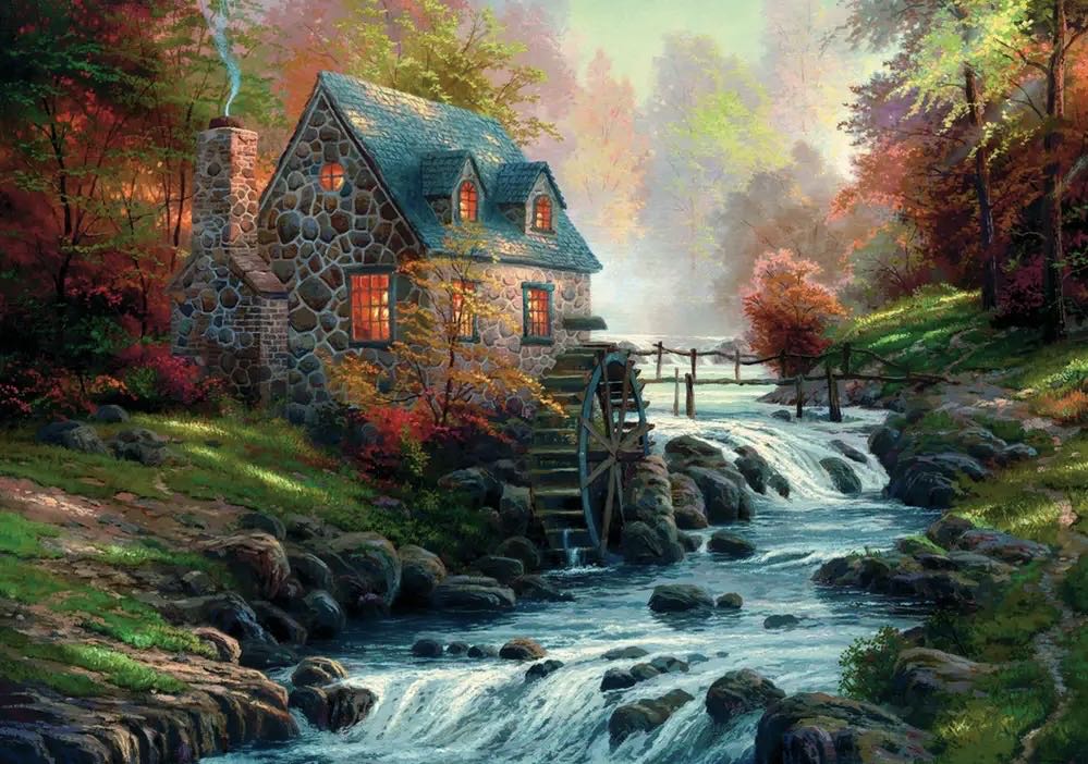 Schmidt Spiele | Thomas Kinkade: Cobblestone Mill 1000pc | Puzzle | Ages 12 - Schmidt puzzle collectible [Barcode 4001504574864] - Main Image 2