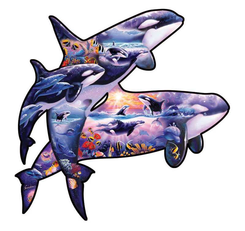 Orcas At Play - SunsOut 🇺🇸 puzzle collectible [Barcode 796780903623] - Main Image 2