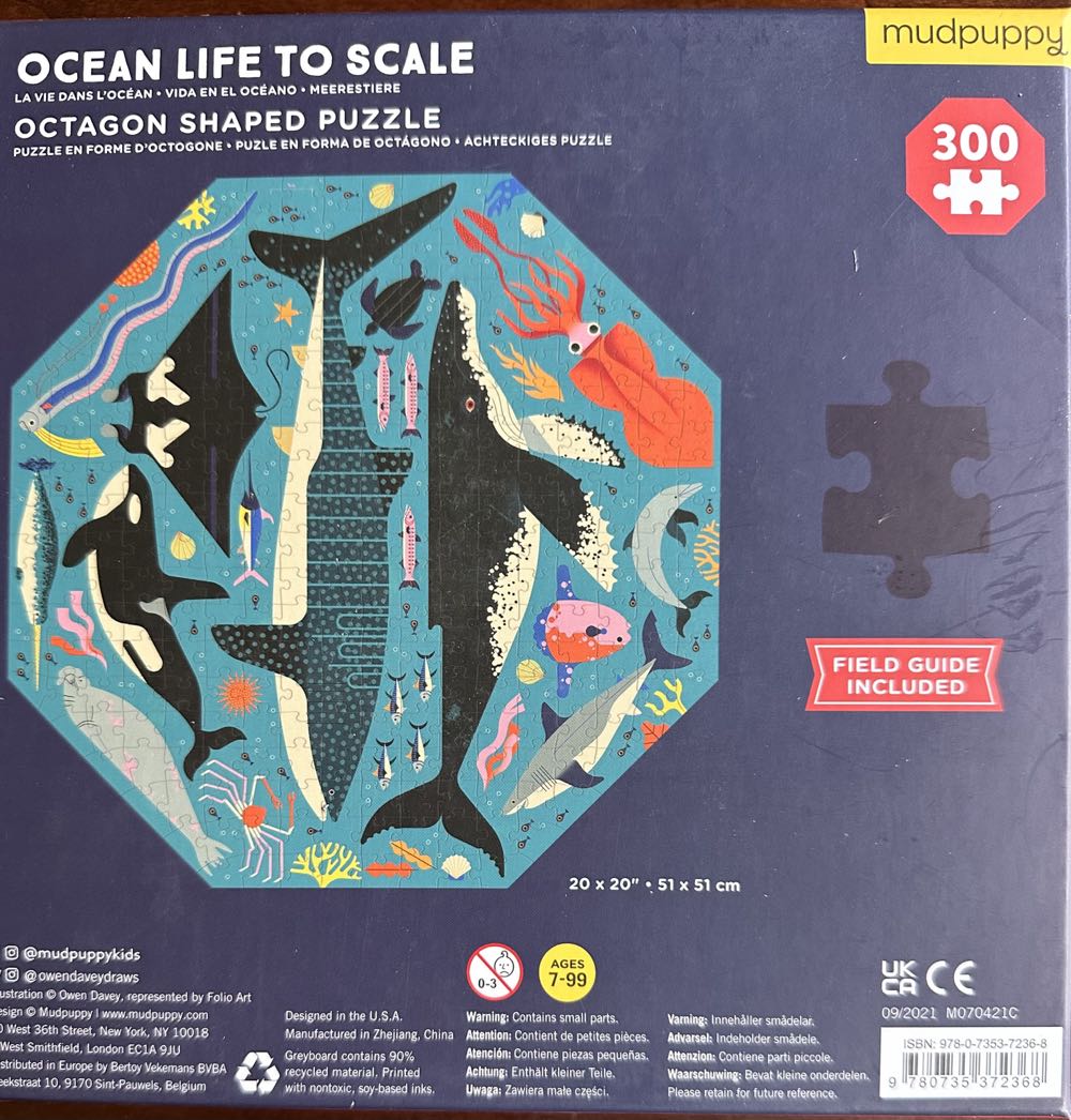 Ocean Life Life To Scale Octagon - Mudpuppy puzzle collectible [Barcode 9780735372368] - Main Image 3