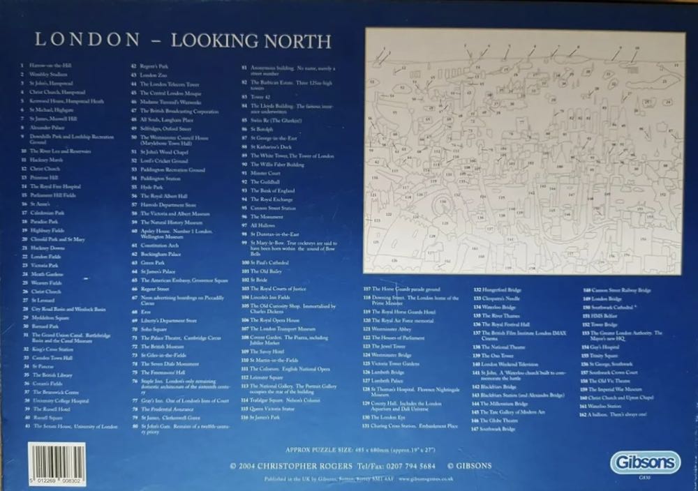 London Looking North - Gibsons puzzle collectible [Barcode 5012269008302] - Main Image 4