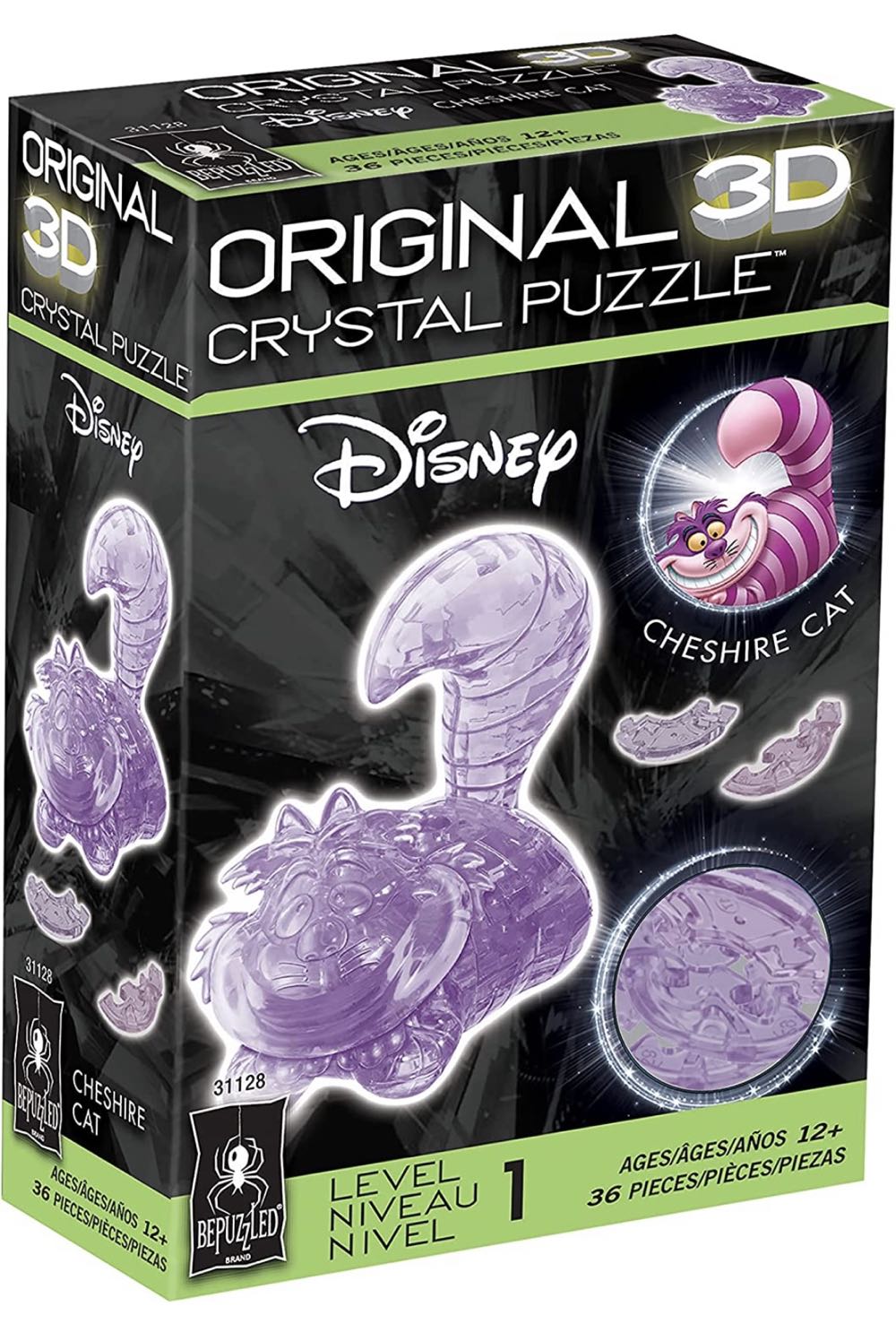 3D Crystal Puzzle Cheshire Cat (Purple) - Bepuzzled puzzle collectible - Main Image 2