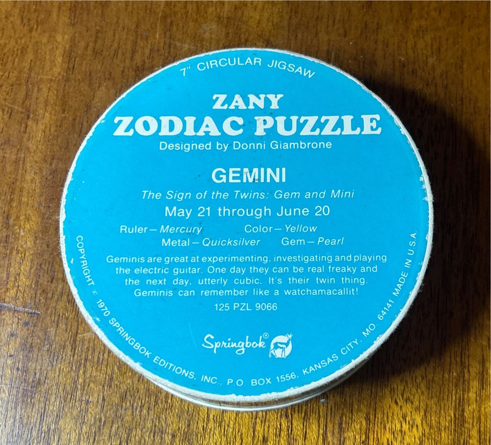 Gemini - Mini Round - Springbok puzzle collectible - Main Image 2