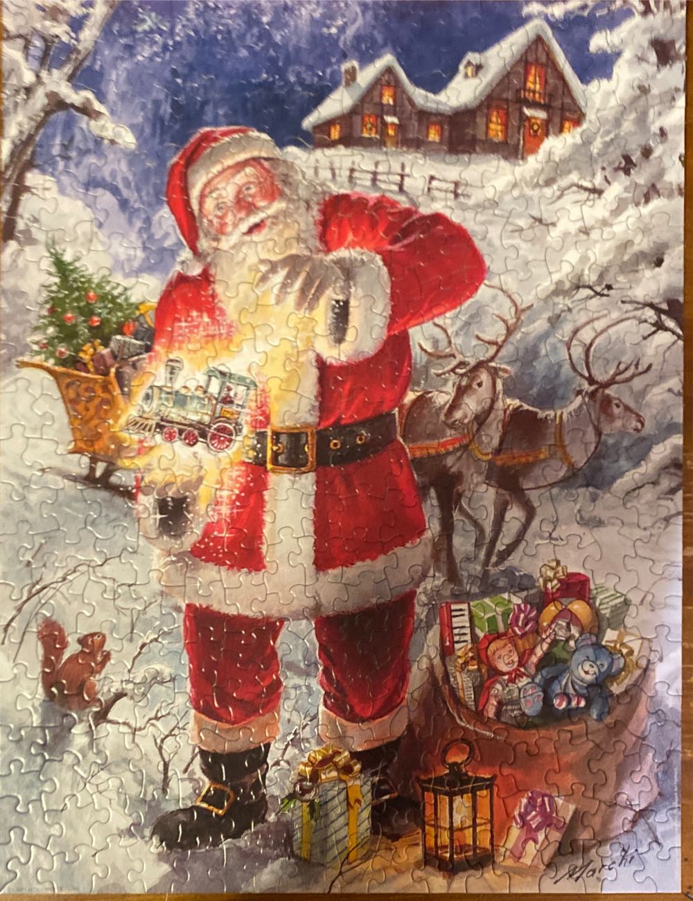 Springbok 350 Large Pc Christmas Magic Santa Marchi La Magie De Noel  puzzle collectible [Barcode 091683500079] - Main Image 2