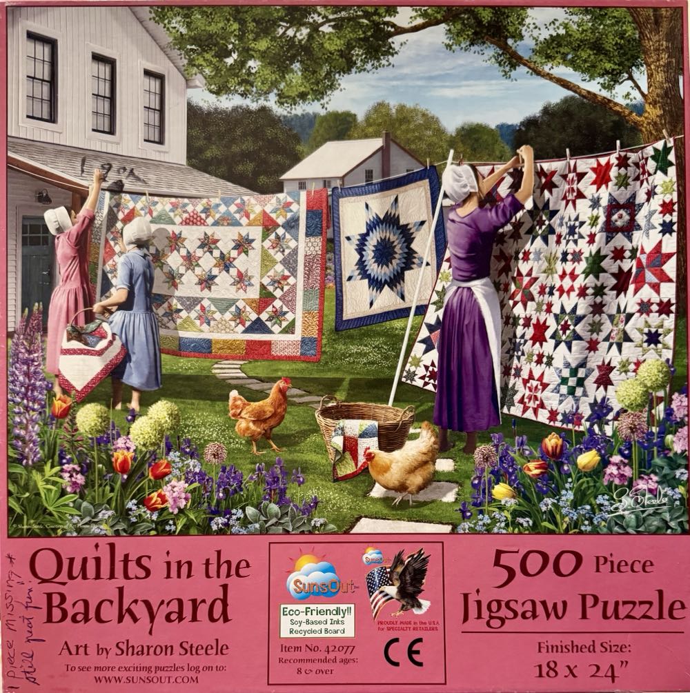 Quilts In The Backyard - SunsOut puzzle collectible [Barcode 796780420779] - Main Image 2