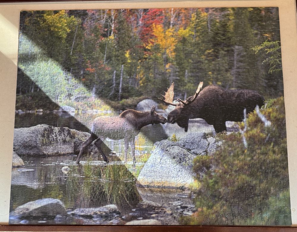 Kissing Moose - White Mountain puzzle collectible [Barcode 724819250721] - Main Image 2