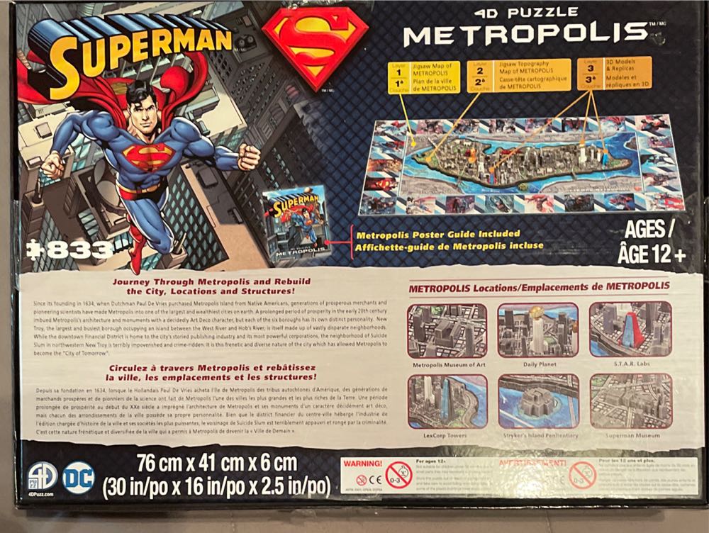 Superman Metropolis 4d By Cityscape 833 Pieces  puzzle collectible [Barcode 714832200032] - Main Image 2