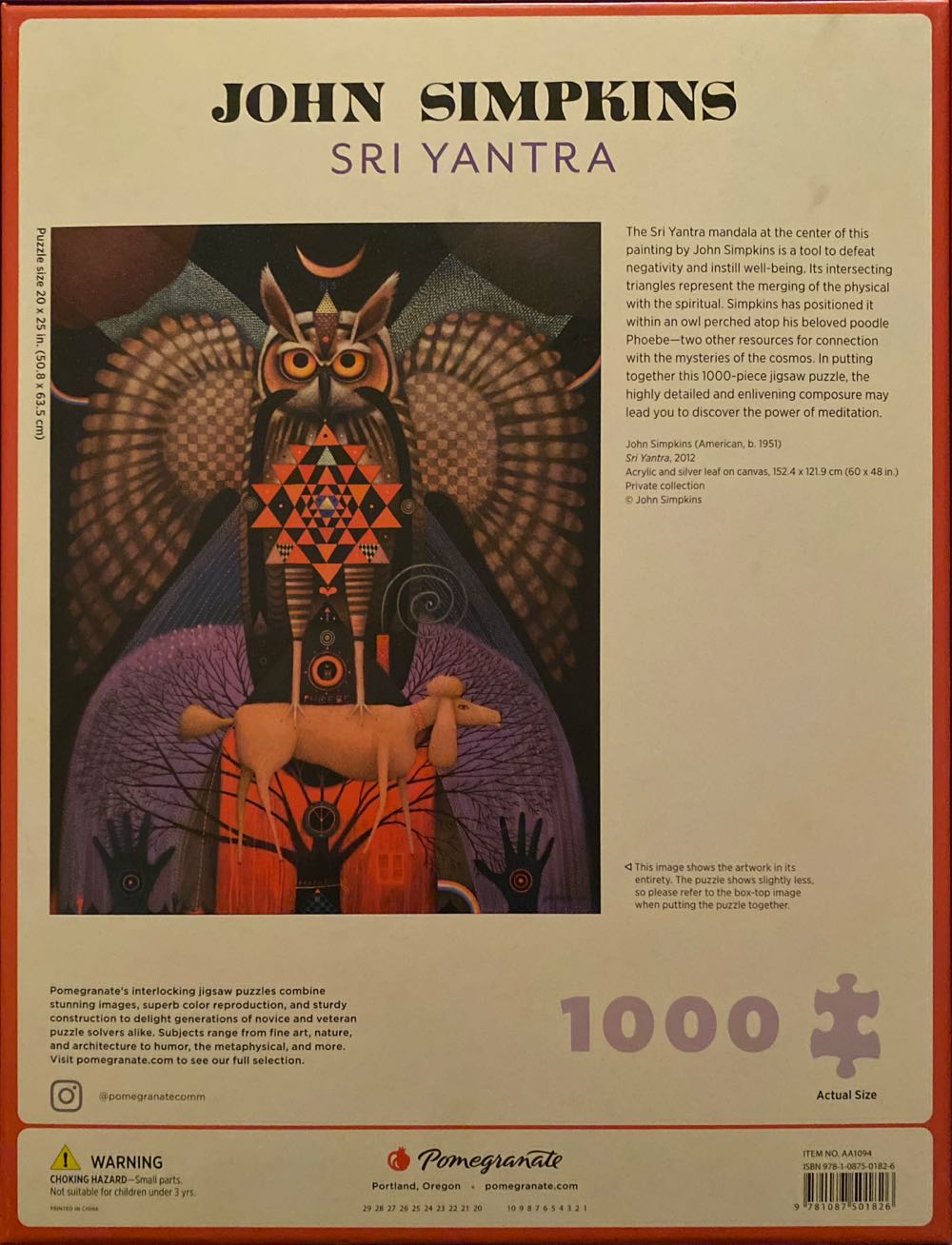 John Simpkins: Sri Yantra Piece Jigsaw Puzzle - Pomegranate puzzle collectible [Barcode 9781087501826] - Main Image 2