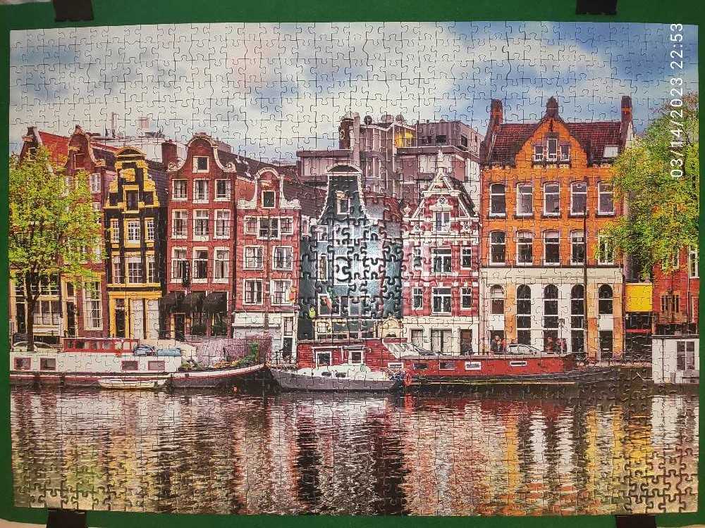 Dancing Houses Amsterdam Piece Jigsaw Puzzle Puzzle Glue Included Completed Image Measures 26.8” X 18.9” Ages 14 18458 - Educa puzzle collectible [Barcode 8412668184589] - Main Image 2