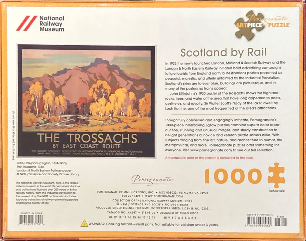 Scotland By Rail: The Trossachs - Pomegranate Art Piece Puzzle puzzle collectible [Barcode 717195237516] - Main Image 2