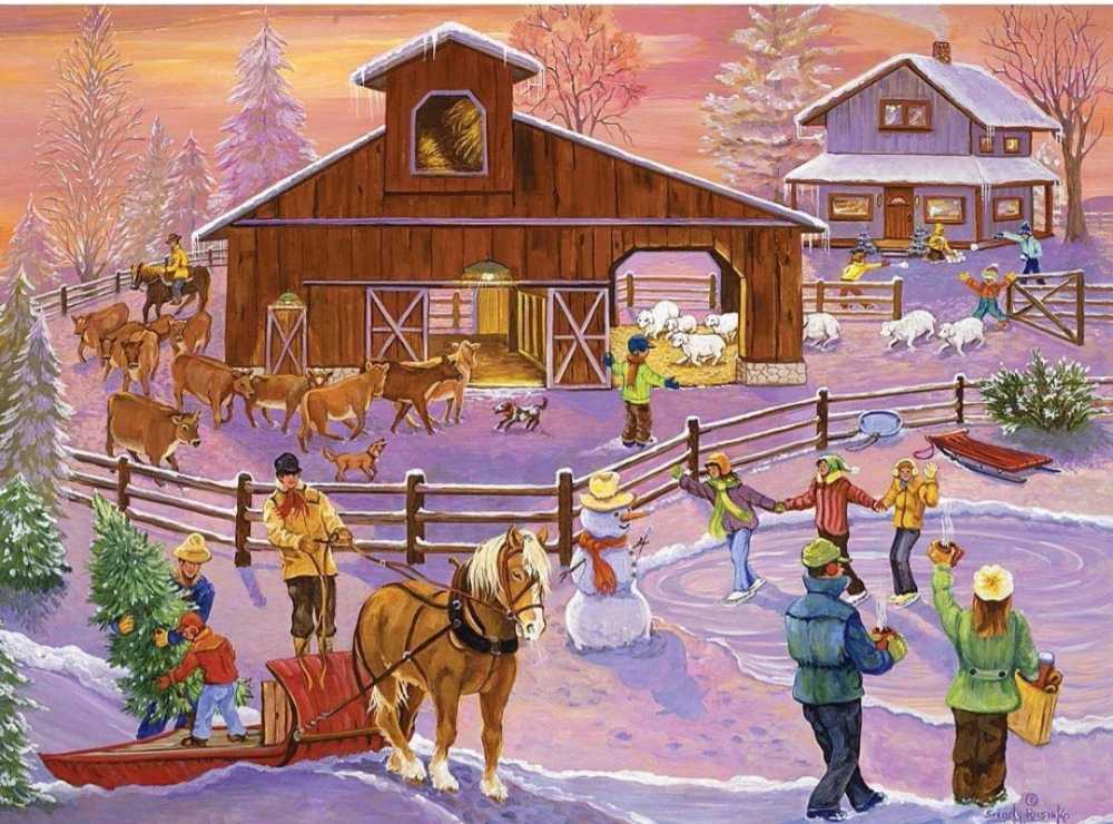 Fresh Snow On The Farm - Bits And Pieces puzzle collectible [Barcode 704812488970] - Main Image 1