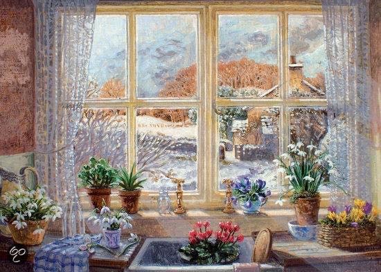 Unexpected Snowfall Cottage Kitchen View - Falcon de luxe puzzle collectible [Barcode 8710126109700] - Main Image 2
