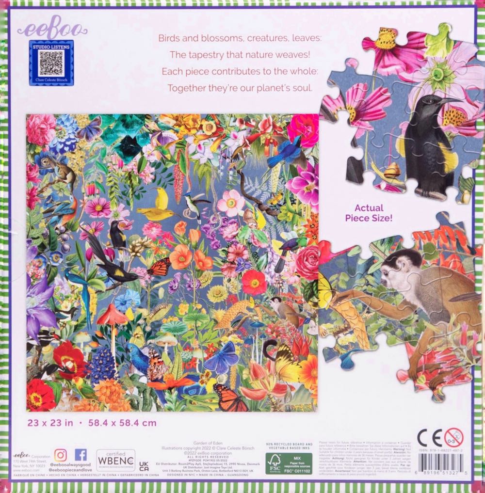 500: Garden Of Eden - Eeboo puzzle collectible [Barcode 689196513275] - Main Image 3