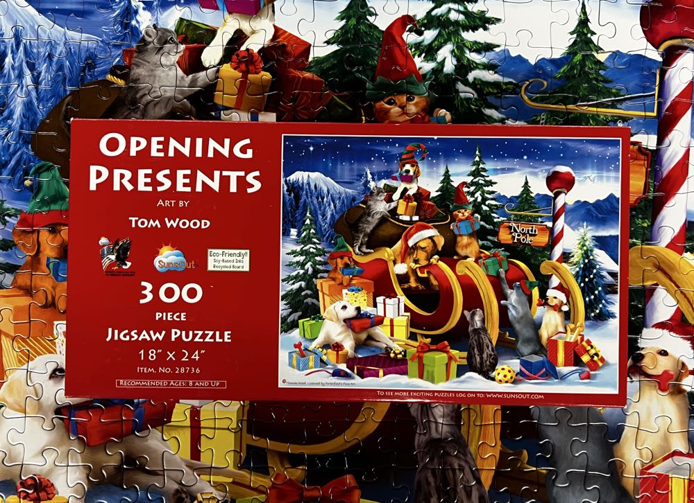 Opening Presents - SunsOut puzzle collectible [Barcode 796780287365] - Main Image 2