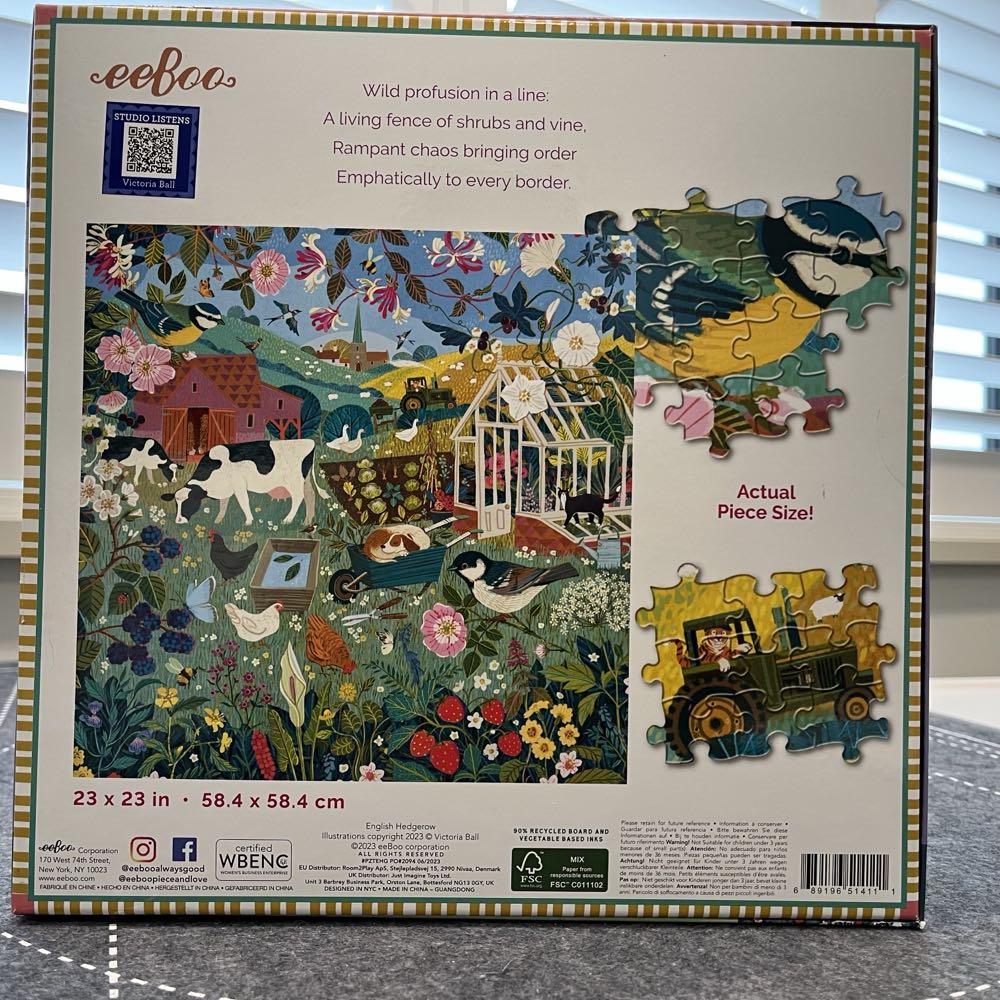 English Hedgerow - Eeboo puzzle collectible [Barcode 689196514111] - Main Image 3