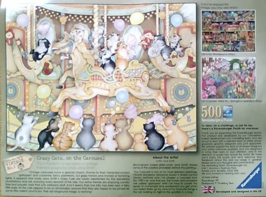 Crazy Cats - Vintage #1 - on the Carousel - Ravensburger puzzle collectible [Barcode 4005556146963] - Main Image 2