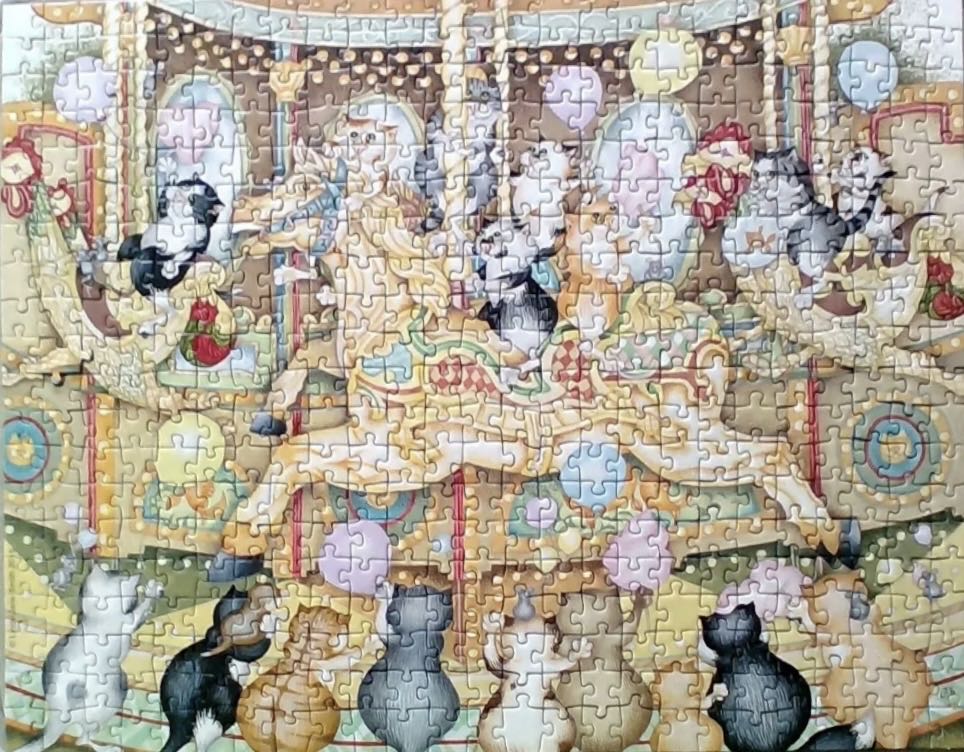 Crazy Cats - Vintage #1 - on the Carousel - Ravensburger puzzle collectible [Barcode 4005556146963] - Main Image 3