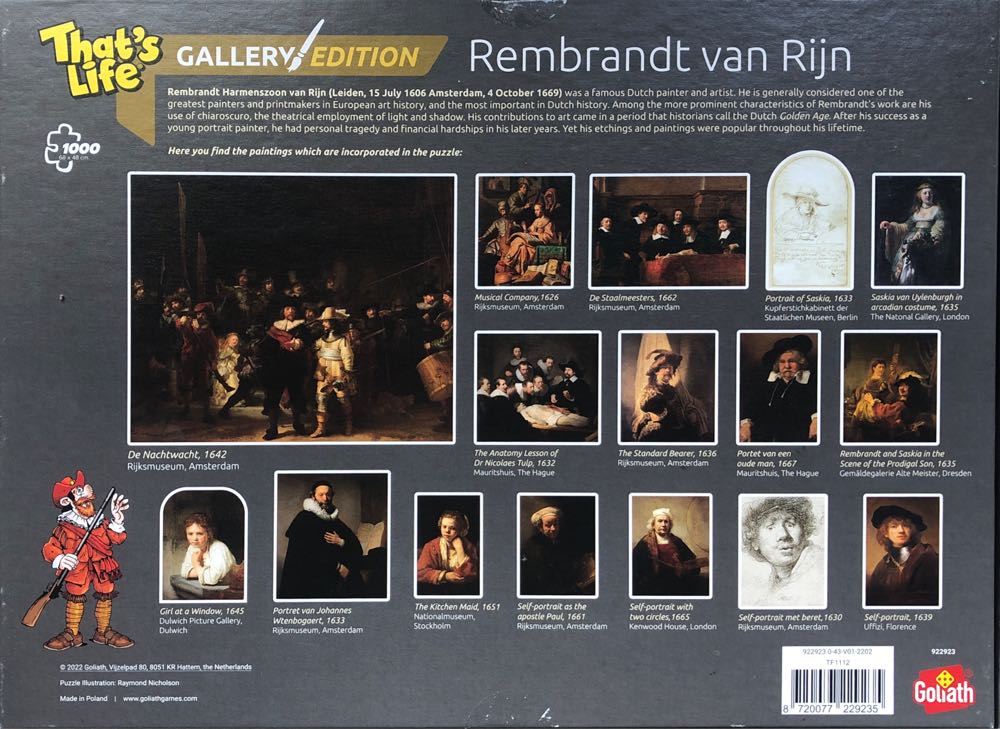 Gallery Edition Rembrandt van Rijn - goliath puzzle collectible [Barcode 8720077229235] - Main Image 3