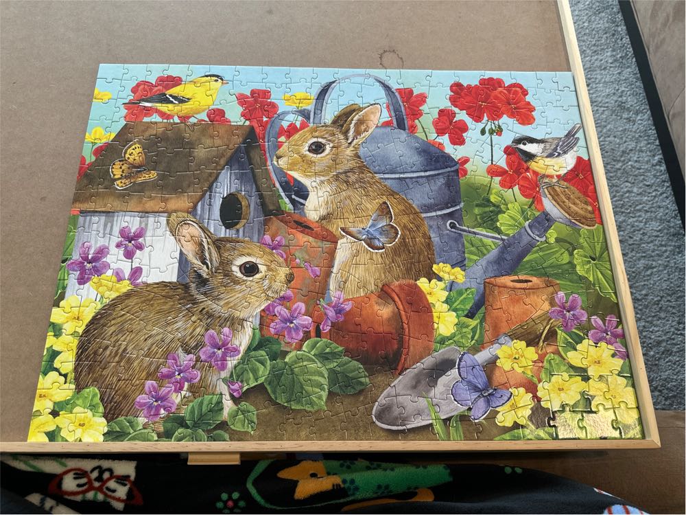 Bunnies And Birdhouse . - Bits & Pieces puzzle collectible [Barcode 192949030801] - Main Image 2