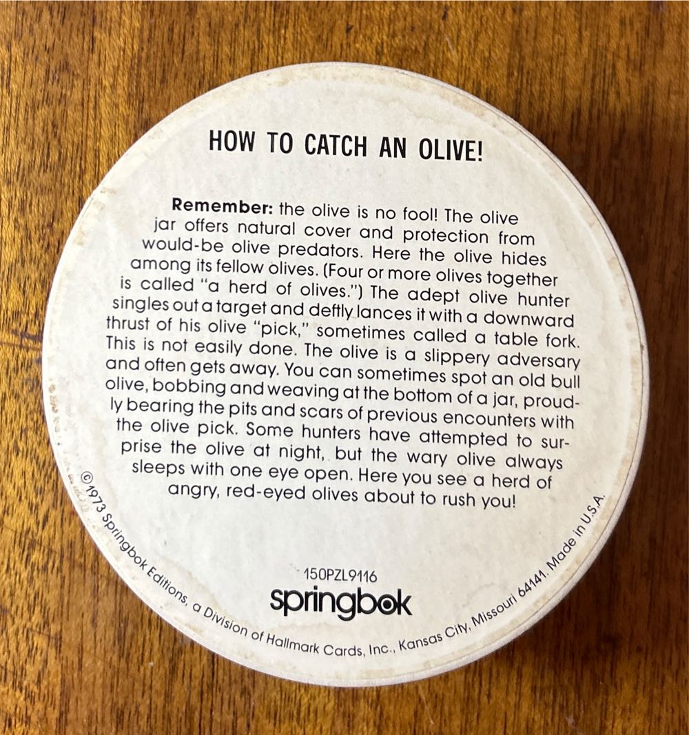 How To Catch An Olive! - Mini Round - Springbok puzzle collectible - Main Image 2