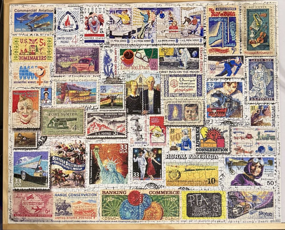 Vintage US Stamps - White Mountain Puzzles puzzle collectible [Barcode 724819263615] - Main Image 2