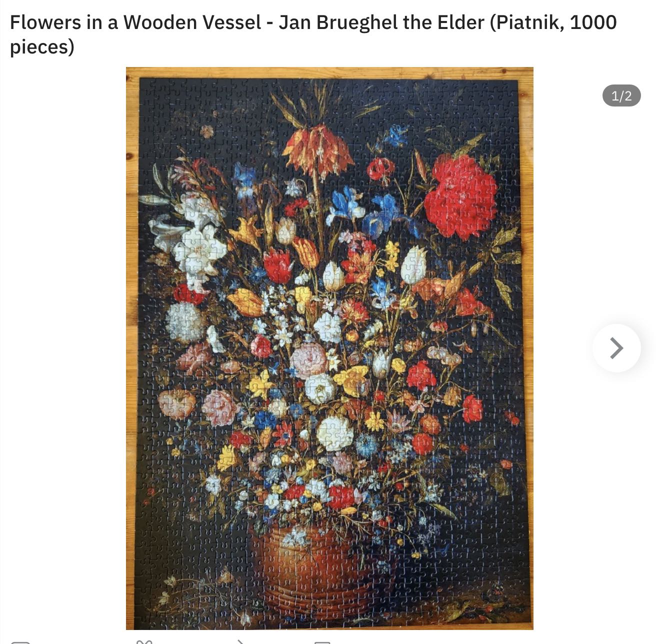 Flowers In A Wooden Vessel - Piatnik puzzle collectible [Barcode 9001890555046] - Main Image 2