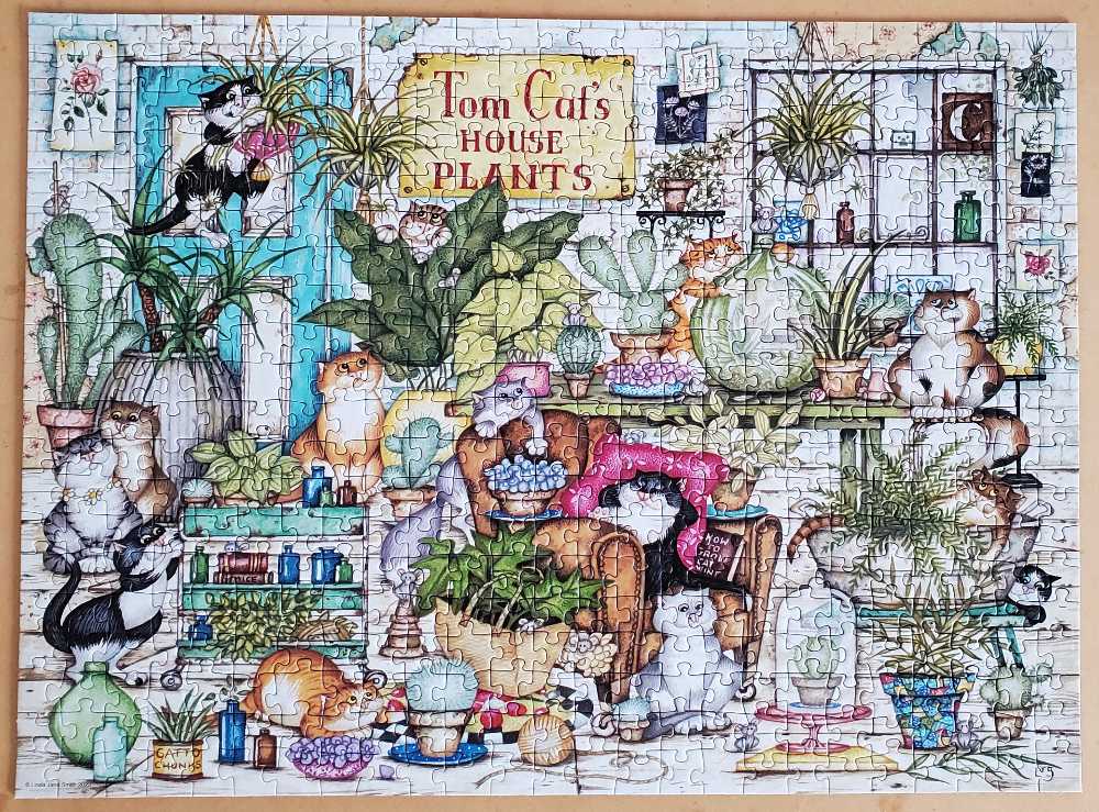 Crazy Cats - Vintage #13 - Tom Cat’s House Plants - Ravensburger puzzle collectible - Main Image 2