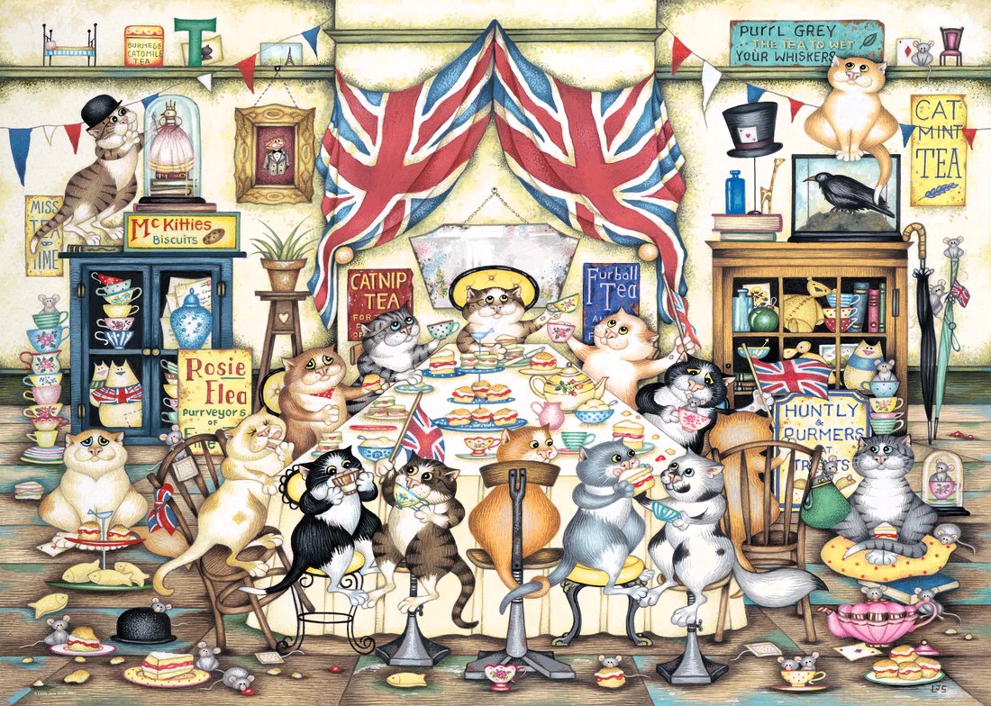 Crazy Cats…Afternoon Tea at Tiddles - From Puzzler66 (JJ) - Ravensburger puzzle collectible - Main Image 2