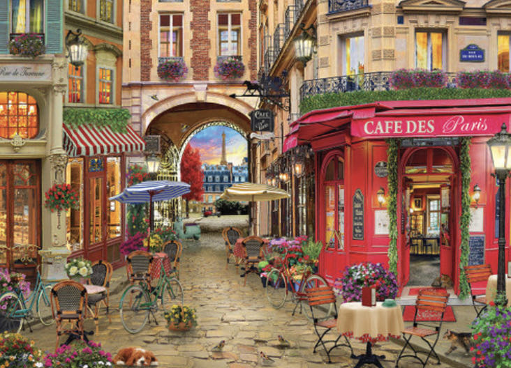 Travel: Café Des Paris 500 Pieces - Cobble Hill puzzle collectible [Barcode 625012850964] - Main Image 2