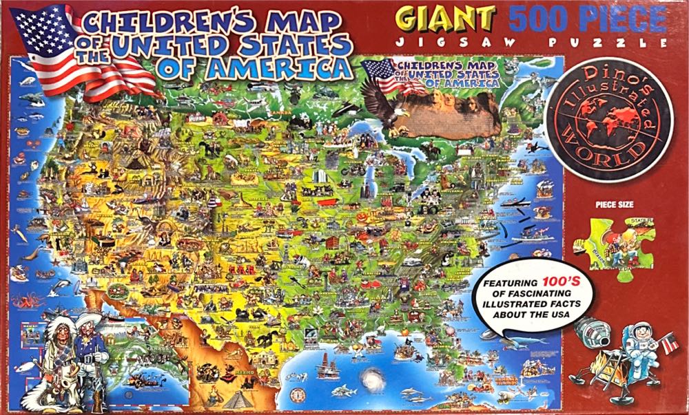 500 Pc Dinos Childrens Us Map - The Genuine Company puzzle collectible [Barcode 9781905502295] - Main Image 2
