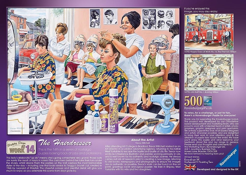 At Work: The Hairdresser 🟦 - Ravensburger puzzle collectible [Barcode 4005556147809] - Main Image 4