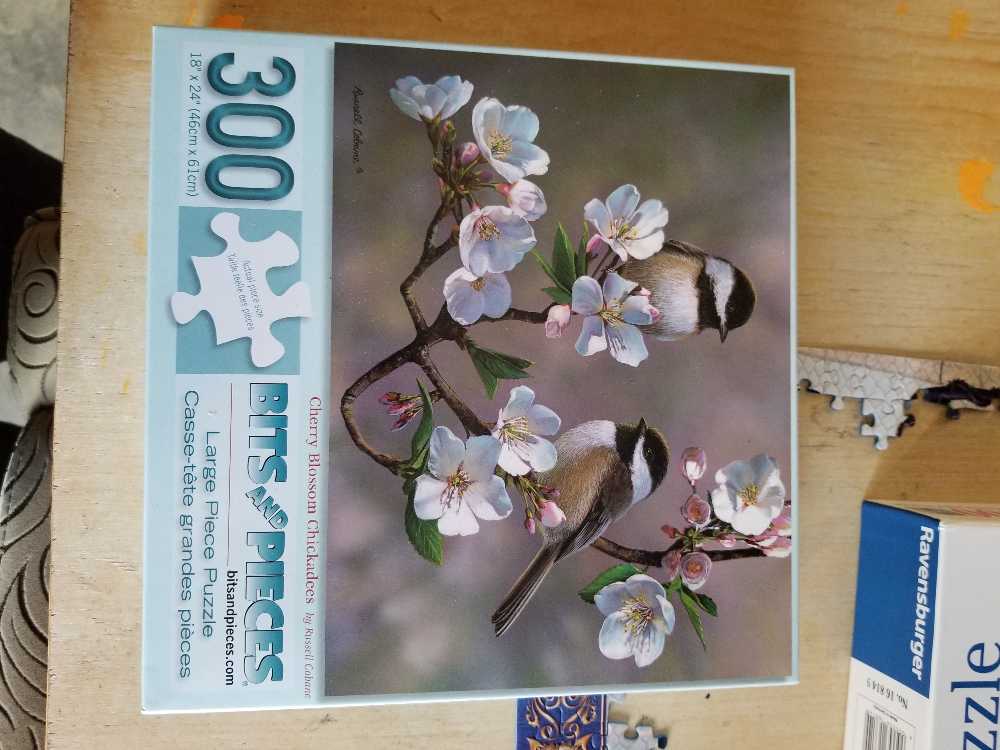 Cherry Blossom Chickadees  - Bits & Pieces puzzle collectible [Barcode 192949000262] - Main Image 2