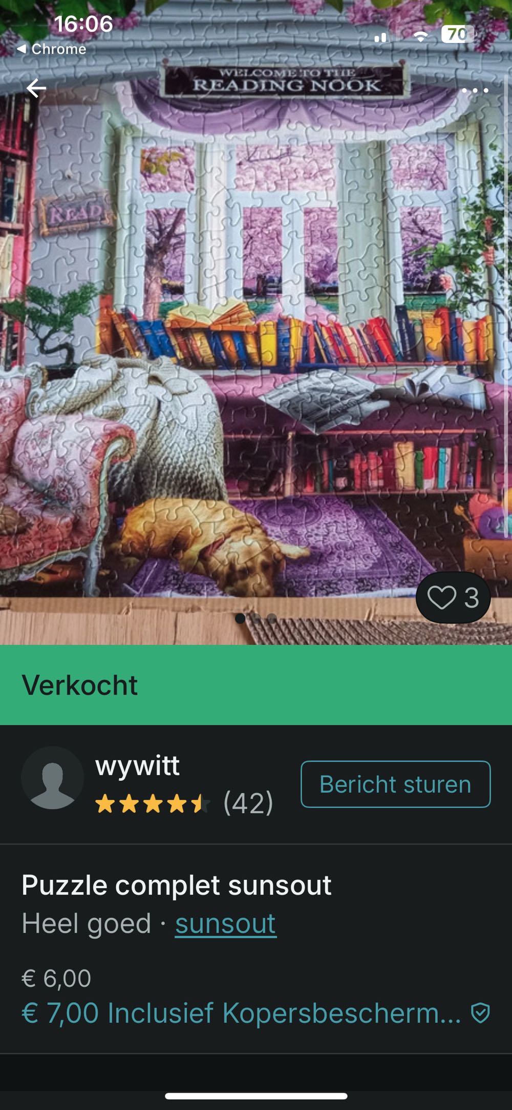 Reading Nook - SunsOut puzzle collectible [Barcode 796780301382] - Main Image 4