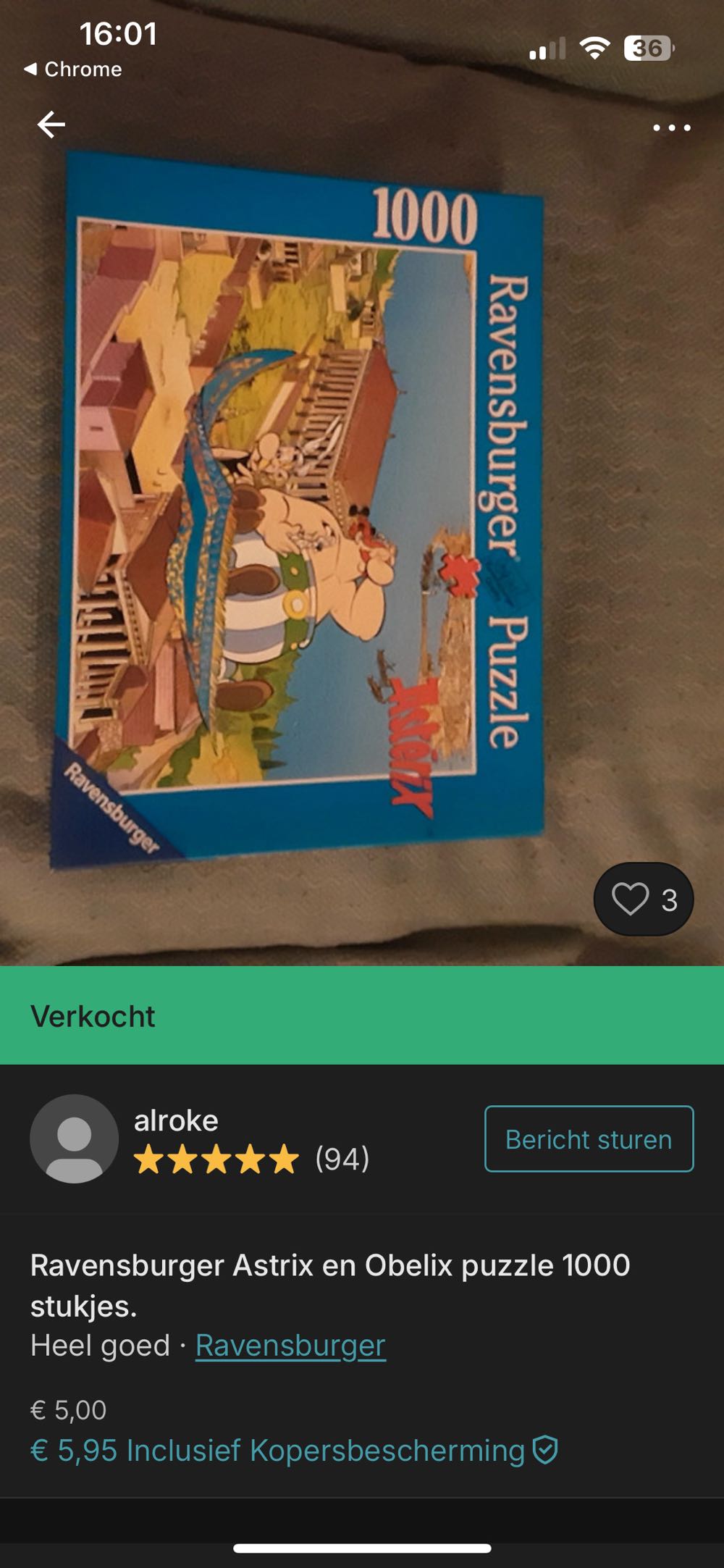 Asterix The Flying  Carpet 🟦🇨🇦 - Ravensburger puzzle collectible [Barcode 4005556154982] - Main Image 3