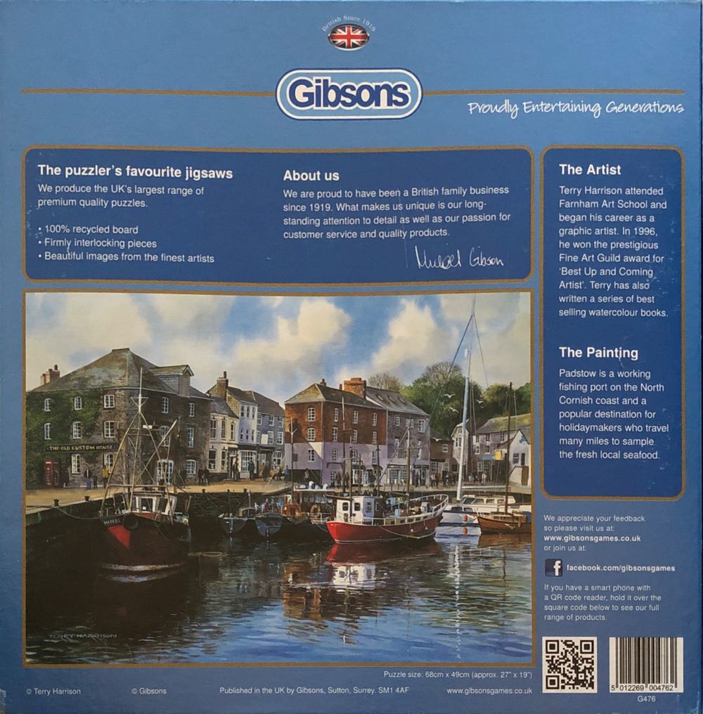 Padstow Harbour - Gibsons puzzle collectible [Barcode 5012269004762] - Main Image 3