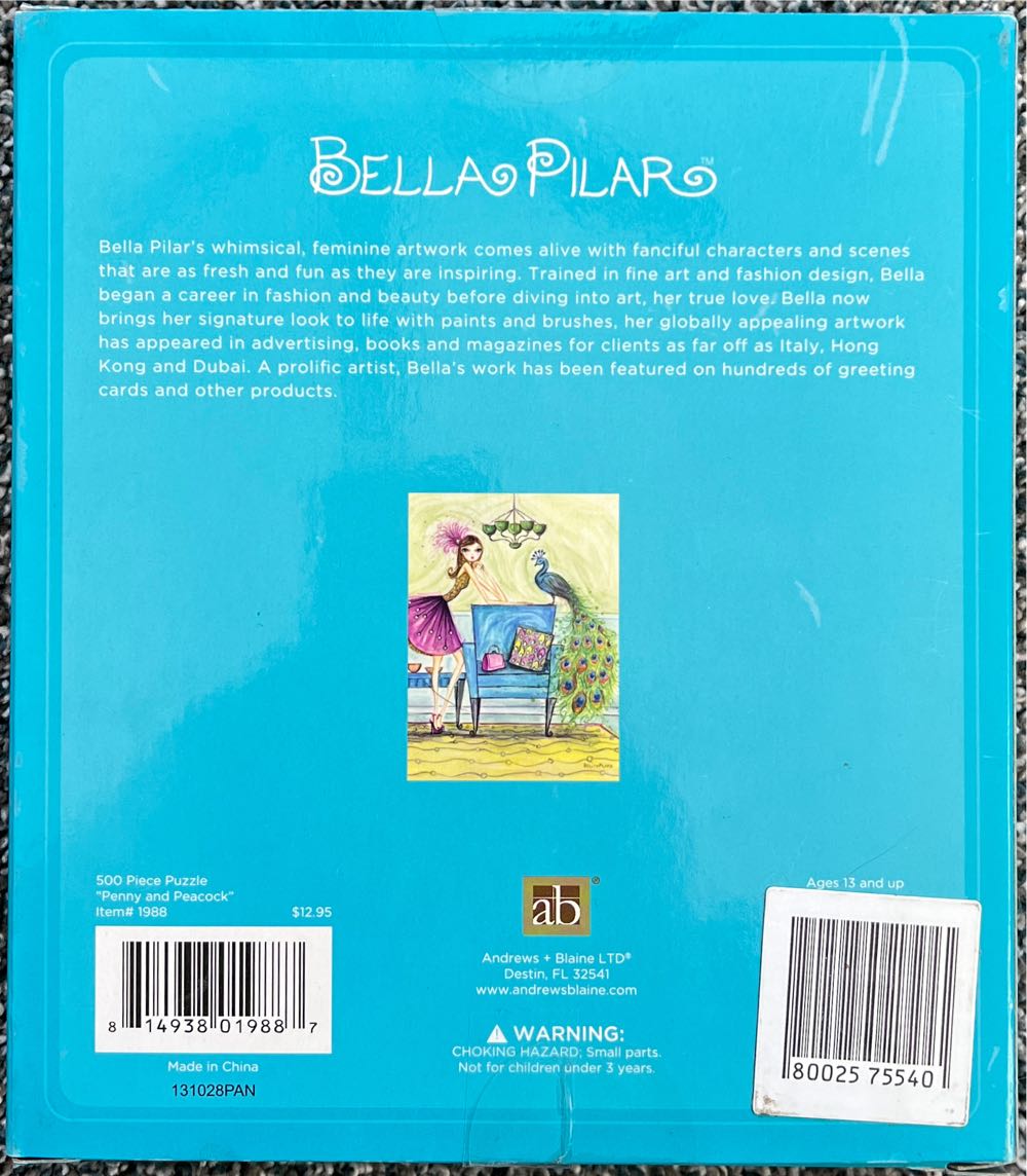Bella Pilar - Penny And Peacock - Andrews & Blaine Ltd. puzzle collectible [Barcode 814938019887] - Main Image 2